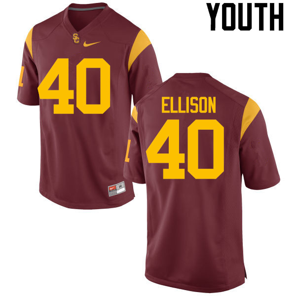 Youth #40 Rhett Ellison USC Trojans College Football Jerseys-Red - Click Image to Close